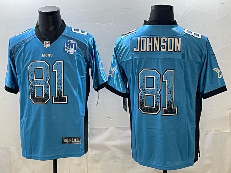 2026 Men Detroit Lions #81 Johnson blue Nike Limited NFL Jersey 003